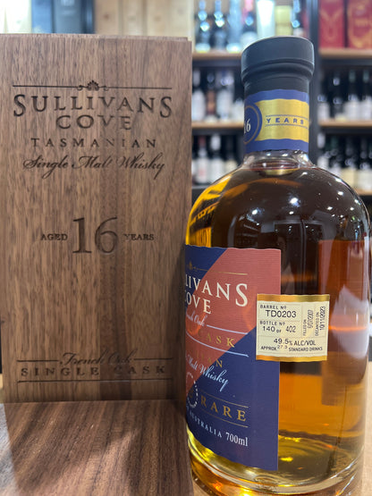 Sullivans Cove 16 年陈酿“陈年稀有”法国橡木二次灌装威士忌 (TD0203) 700 毫升